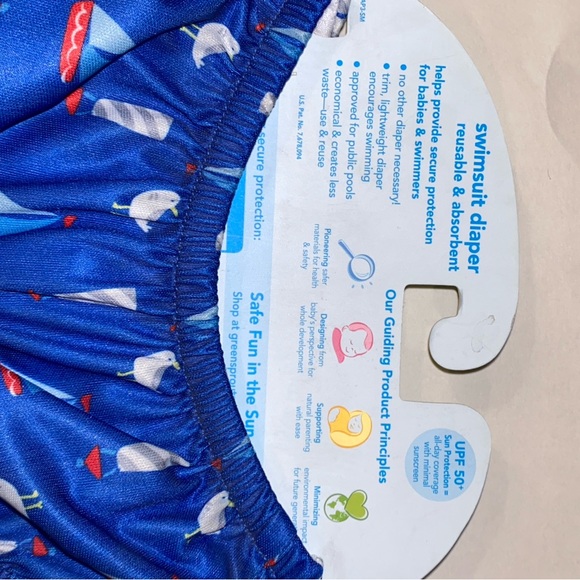 NEW 6 months Swim Diaper 10-18 lbs Blue Sailboats Green Sprouts I play NEW COPY - Picture 8 of 10